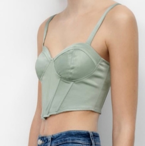 Zara Satin Cropped Corset Braw Top - Picture 4 of 12